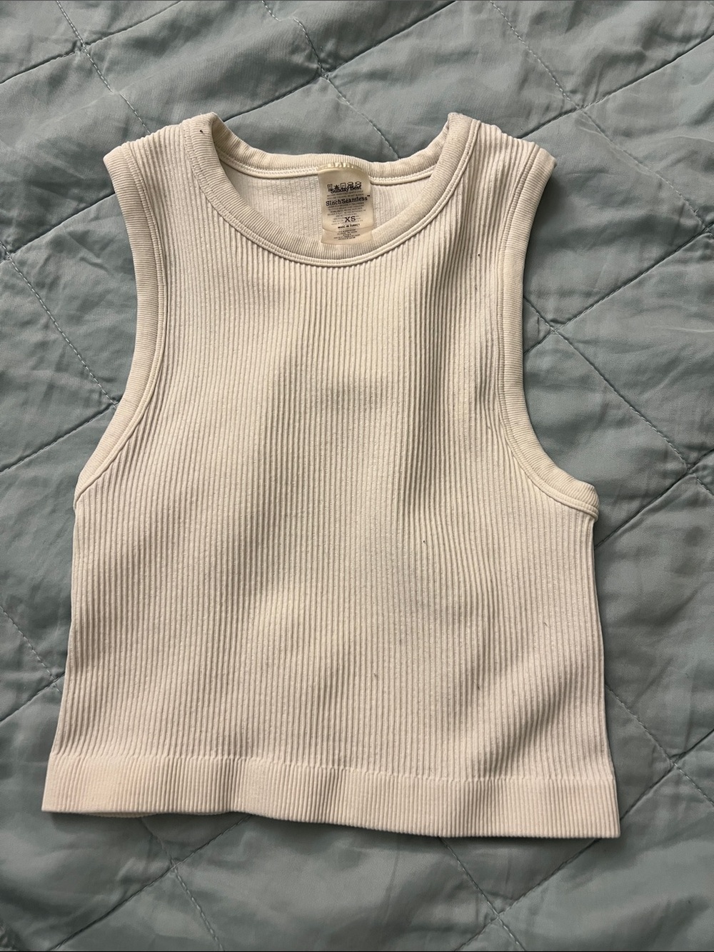 Sunday Best Ribbed Sleeveless Crop Tank Top - White
